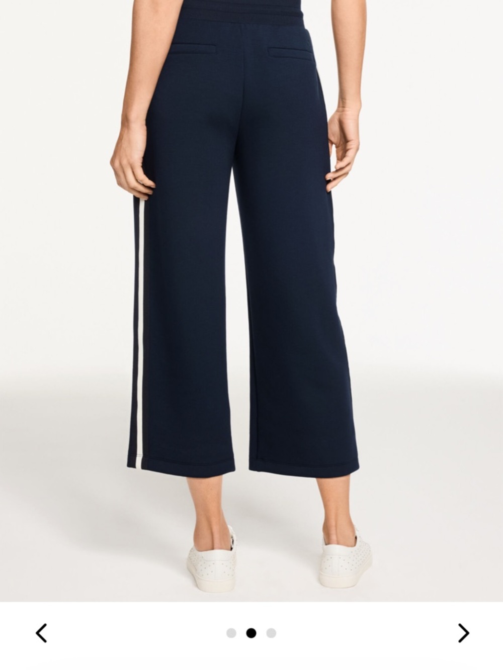 Talbots Navy Wide-Leg Ponte Travel Pants w/ Contrast Side Stripes LIKE NEW SOFT!